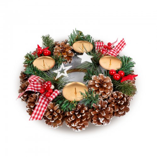 Adventní dekorace - s držákem na svíčky - 30 cm