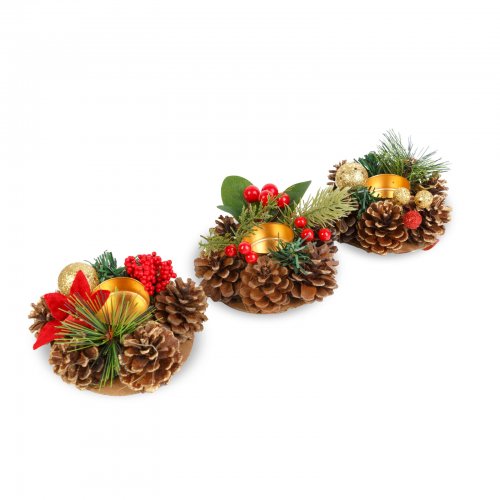Adventní dekorace - s držákem na svíčky - 6 druhů - 13 cm