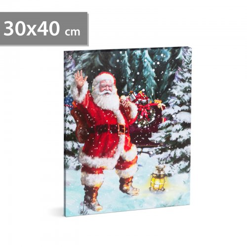 Vánoční LED obraz – s věšákem na stěnu, 2 x AA, 30 x 40 cm