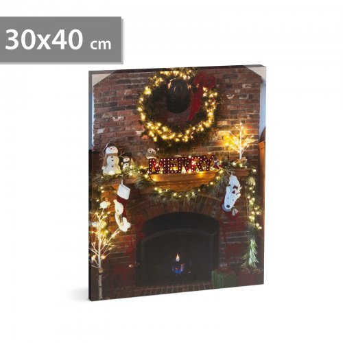 Vánoční LED obraz – s věšákem na stěnu, 2 x AA, 30 x 40 cm
