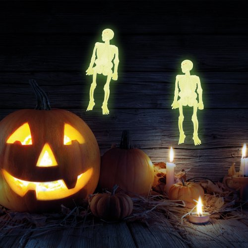 Sada fosforeskujících kostlivců – halloweenská dekorace – 10 ks / balení
