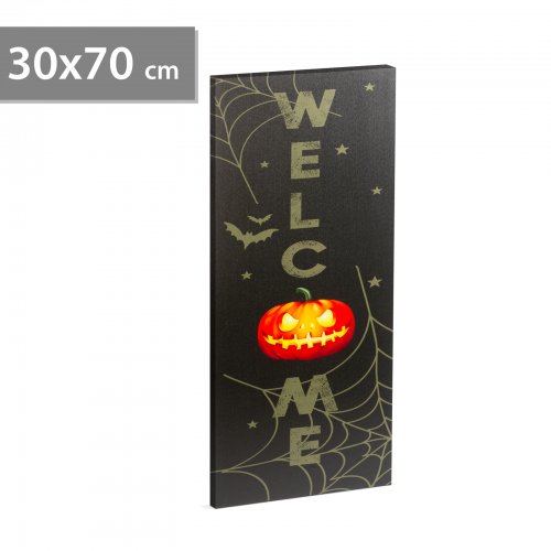 LED halloweenský obrázek – s věšákem na stěnu, 2 x AA, 30 x 70 cm