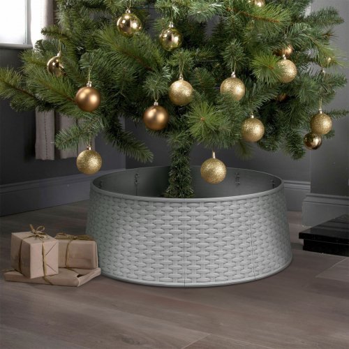 Přikrývka na podstavec vánočního stromku – bílá, plast – 65 x 23 cm