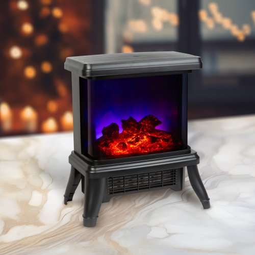 Elektrický krb - 180° - ohřívač + LED - 36 x 21,5 x 36 cm
