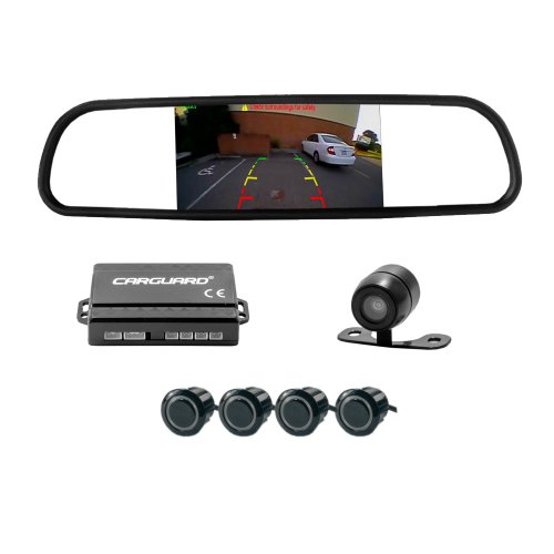 Tovární kamera a radarová sada – s obrazovkou ve zpětném zrcátku