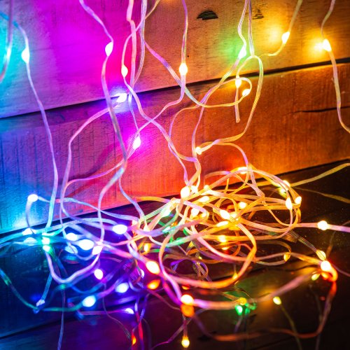 Chytrý světelný řetěz - USB - 50 ks RGBIC LED - 5 m - Bluetooth + hudební režim - IP65