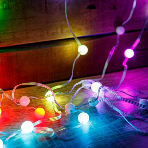 Chytrý světelný řetěz - USB - 33 ks RGBIC LED - 5 m - Bluetooth + režim hudby - IP65