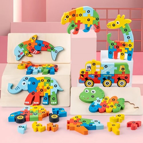 3D Montessori dřevěná puzzle hra