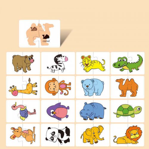 16 dílná Montessori puzzle karetní hra