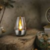 Solární lampa – svíčka – efekt plamene – 1 teplá bílá LED – 6 x 9 cm