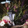 LED solární lampa – svícen – 80 cm – černý – studená bílá