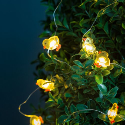 LED světelný řetěz - kuřátko - 2 m - 20 LED - 2 x AA