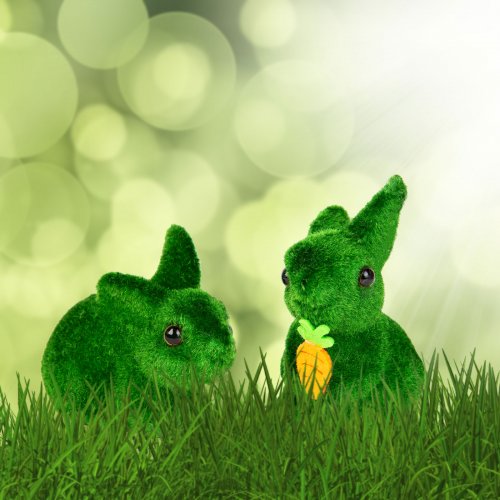 Velikonoční dekorace - zajíc - 2 druhy - 10 cm - zelená