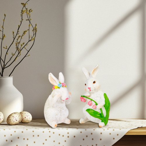 Velikonoční dekorace - králíček - 2 druhy - 7,5 x 7,2 x 14,5 cm