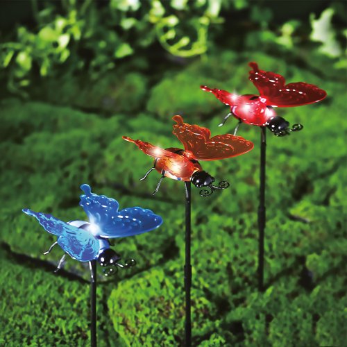 Solární lampa – zapichovací / závěsná – motýl – více druhů – 12 x 6 x 21,5 cm – 4 LED