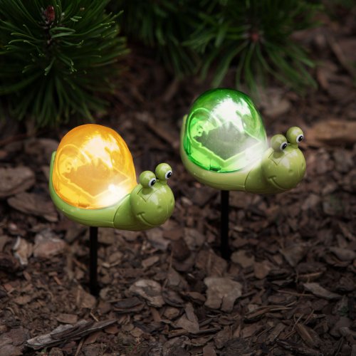 Zahradní solární lampa - šnek - bílá LED - 10 x 6 x 15 cm