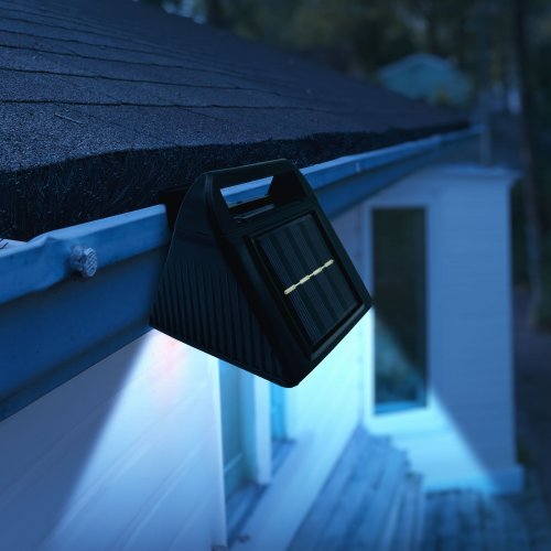 Solární světlo na okap - 6 studených bílých SMD LED - černé