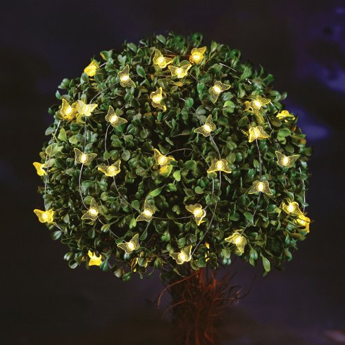 Solární světelný řetěz – motýl – 2,4 m – 25 teplých bílých LED