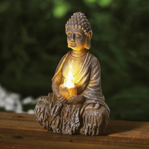 Solární Buddha - 1 LED - 12,5 x 8,5 x 19 cm - 2 druhy