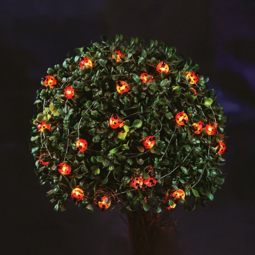 Solární LED světelný řetěz – beruška – 2,4 m – 25 LED – teplá bílá