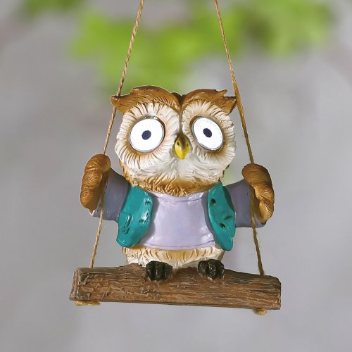 Závěsná solární dekorace – sova – 2 bílé LED – 10 x 6 x 28 cm