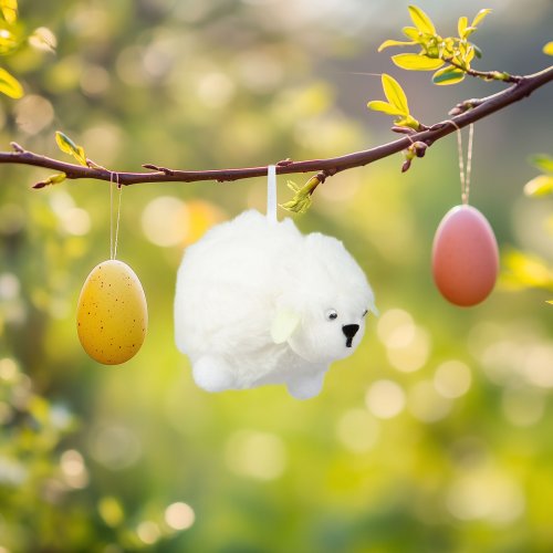 Velikonoční dekorace – beránek – 10,5 x 8 cm – bílá