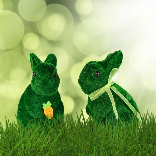 Velikonoční dekorace – zajíc – 2 druhy – 15 cm – zelená