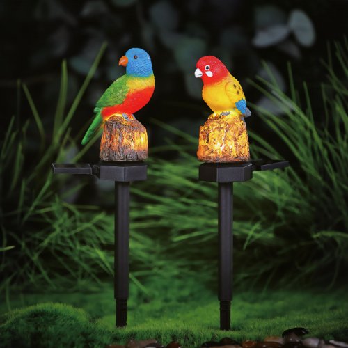 Zápichová solární dekorace – papoušek – 1 teplá bílá LED – 8 x 60 x 41 cm