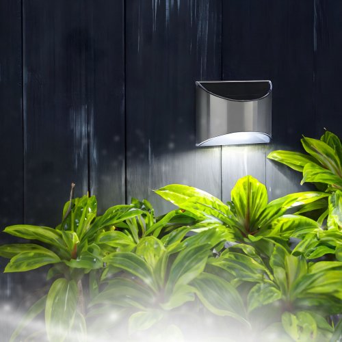Solární lampa – na stěnu – 10 x 5 x 8 cm – 4 bílé SMD LED