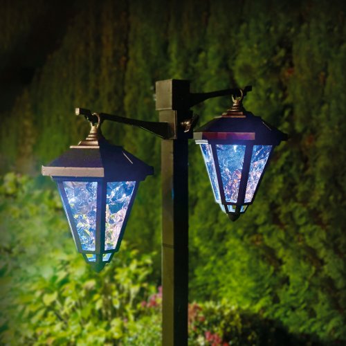 LED solární lampa - svícen - 137 cm - černý - studená bílá