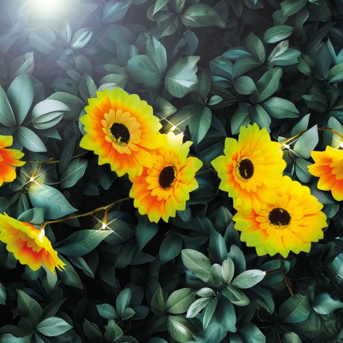 Solární světelný řetěz – květ – 2 m – 20 teplých bílých LED