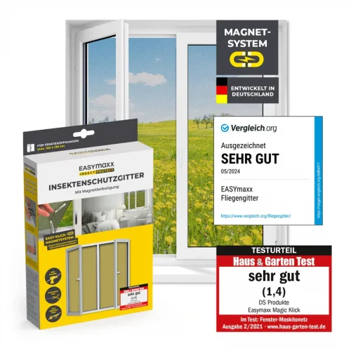 Easymaxx Magnetická síťka proti komárům na okno černá 150 x 130 cm