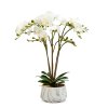 Umělá rostlina dekorace – orchidej – bílá – 58 cm
