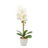 Umělá rostlina dekorace – orchidej – bílá – 48 cm
