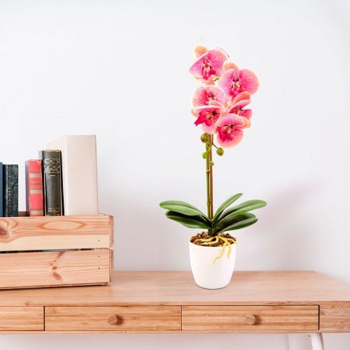 Umělá rostlina dekorace - orchidej - růžová - 48 cm