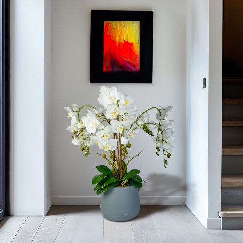 Umělá rostlina dekorace – orchidej – bílá – 83 cm