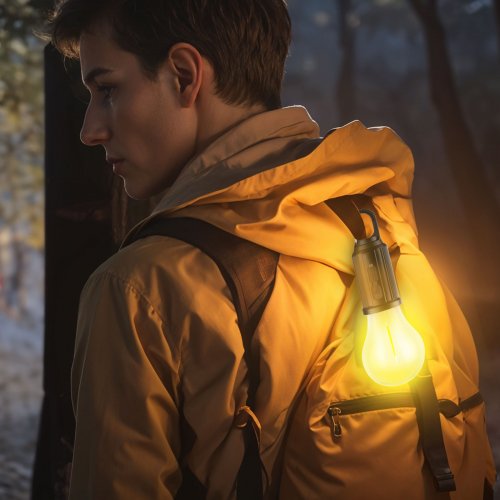 Závěsná solární lampa – tvar žárovky – USB-C – 100 lumenů – 400 mAh