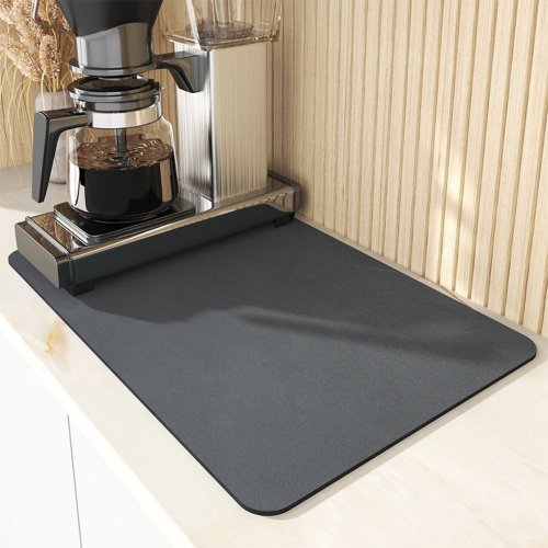 PC gumová rychleschnoucí podložka pod kávovar – absorpční, protiskluzová, multifunkční ochrana pracovní desky do kuchyně, koupelny a pod espresso stroje