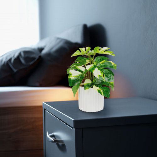 Chytrá dekorace – filodendron – zelená/žlutá – 20 x 8 cm