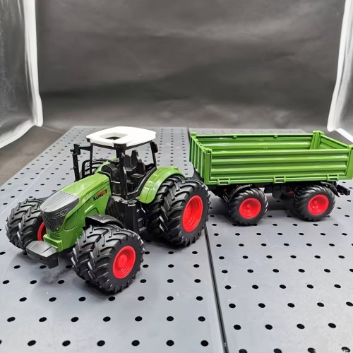 Realistický traktor s přívěsem 42 cm