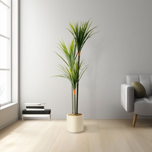 Umělá rostlina dekorace - Dracaena Marginata - zelená - 1,2 m