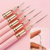 5 ks růžových/černých štětců na Nail Art – dlouhé štětce pro detailní zdobení nehtů, ideální pro gelovou manikúru a jemné vzory