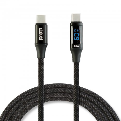 Datový kabel - Type-C / Type-C - s indikátorem výkonu - černý - 1 m - 3 A - 60 W