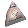 Budík, digitální, stolní hodiny (měnící se barvy, ve tvaru pyramidy)