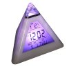 Budík, digitální, stolní hodiny (měnící se barvy, ve tvaru pyramidy)