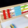 Dřevěná kreslicí tabule, magnetická tabule – hodiny, čísla