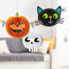 Halloweenská dekorace – sada lampionů – dýně, kočka, lebka – papír – 20 cm – 3 ks / balení