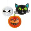 Halloweenská dekorace – sada lampionů – dýně, kočka, lebka – papír – 20 cm – 3 ks / balení