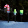Vánoční solární lampa – LED – dárek, vánoční stromeček, cukrová hůlka – 37 x 7 x 7 cm