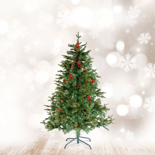 Umělý stromek - 150 cm - PE / PVC - s červenými bobulemi
